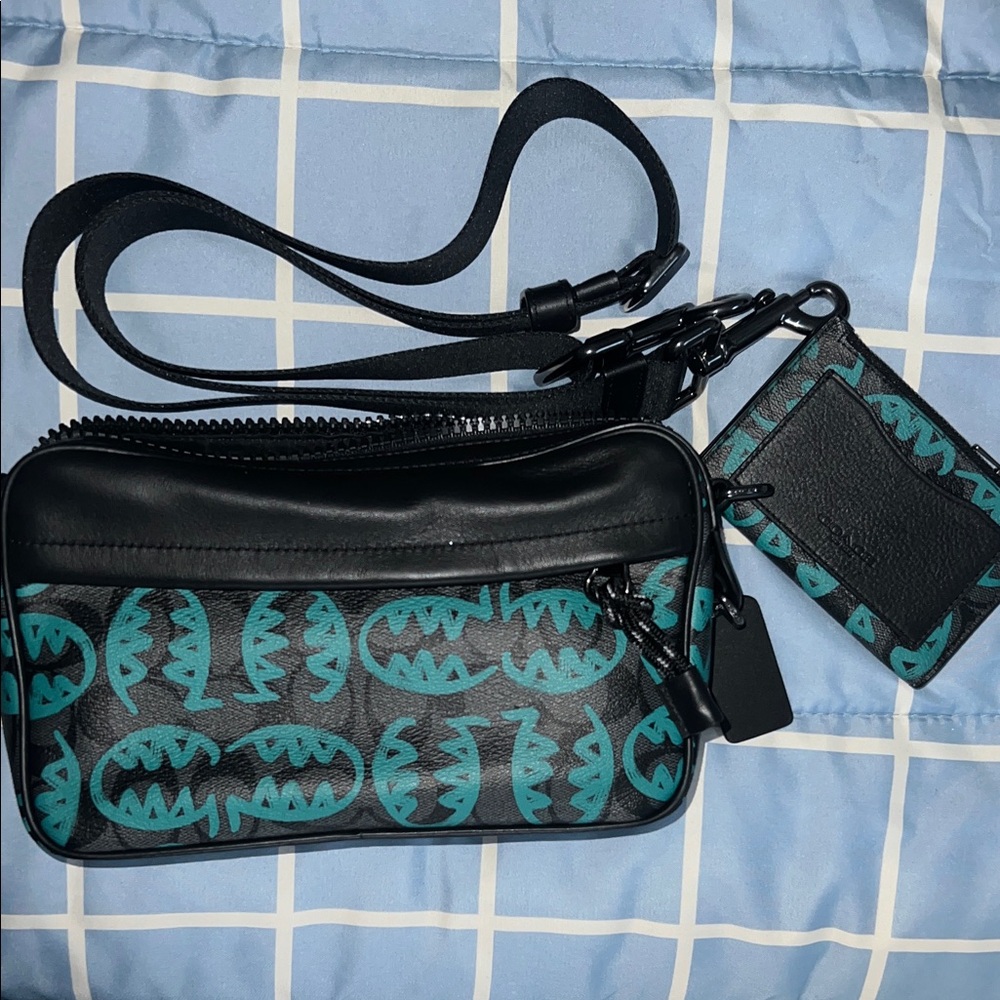 Coach Black and Teal Bag and Wallet
